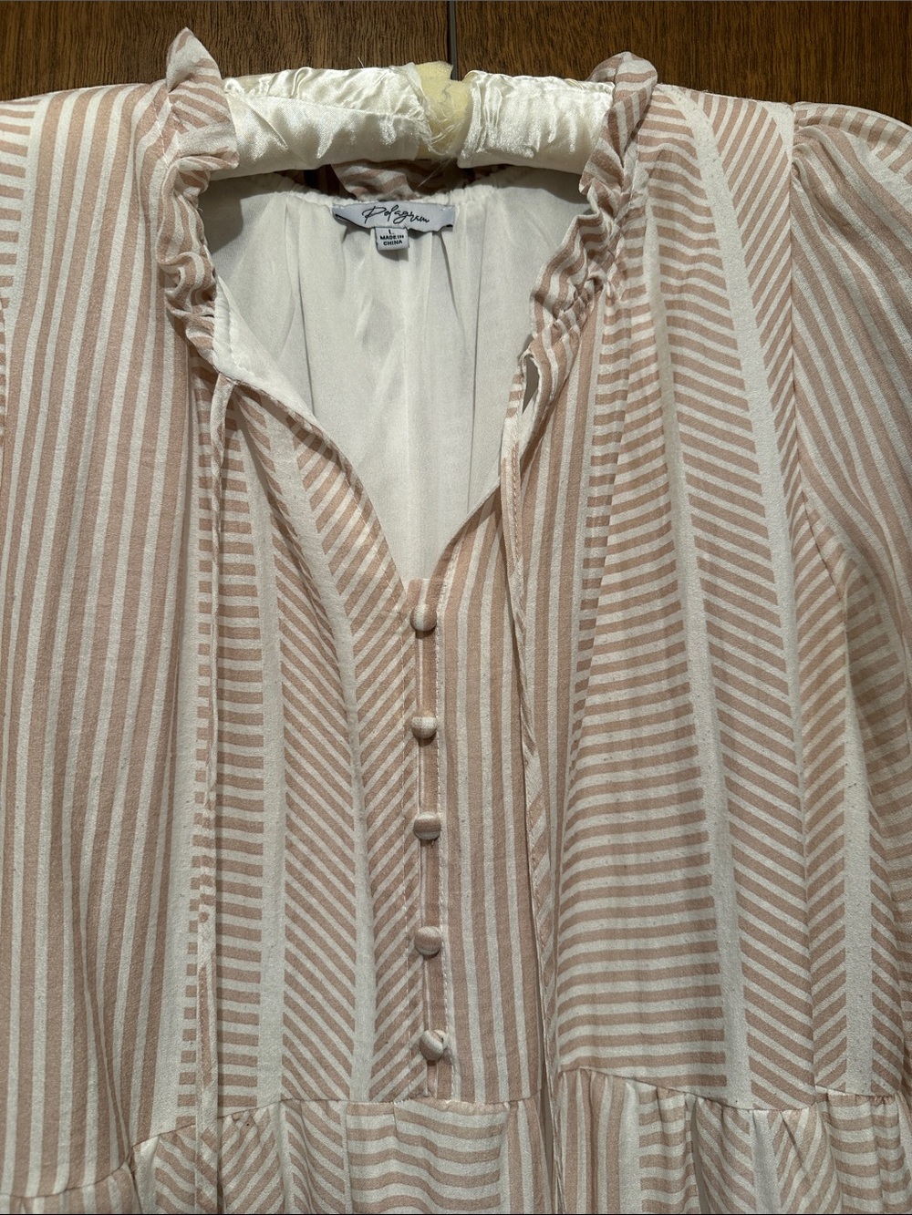 Long Sleeve Tiered Maxi Dress in Blush Stripe - Picture 4 of 4